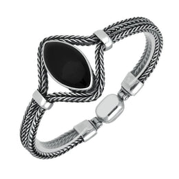 Silver Whitby Jet Foxtail Portrait Marquise Bracelet B970
