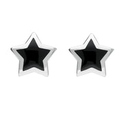 Silver Whitby Jet Framed Star Stud Earrings E2255