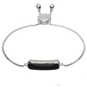 Sterling Silver Whitby Jet Lineaire Petite Oval Bracelet. B1072.