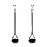 Silver Whitby Jet Long Drop Earrings E094