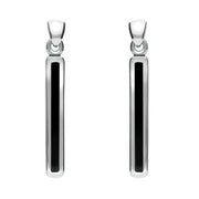Silver Whitby Jet Long Slim Drop Earrings E1071