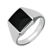 Sterling Silver Whitby Jet Oblong Signet Ring R181