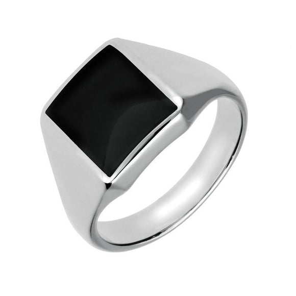 Sterling Silver Whitby Jet Oblong Signet Ring R181