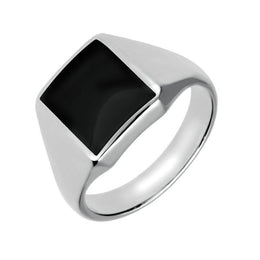Sterling Silver Whitby Jet Oblong Signet Ring R181