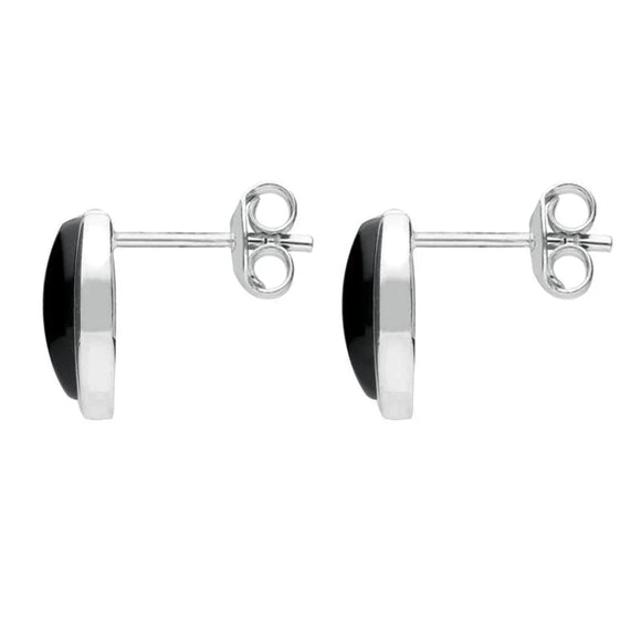 Sterling Silver Whitby Jet Oval Part Set Stud Earrings E2090 side