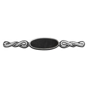 Sterling Silver Whitby Jet Heritage Oval Twist Bar Brooch. M102.