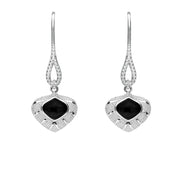 Silver Whitby Jet Oxidised Tear Drop Earrings E1959