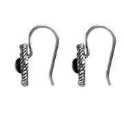 Sterling Silver Whitby Jet Rope Edge Open Circle Port Hole Earrings. E1621