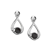 Sterling Silver Whitby Jet Small Teardrop Earrings. P087.