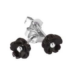 Sterling Silver Whitby Jet Petite Petal Stud Earrings. E1326.