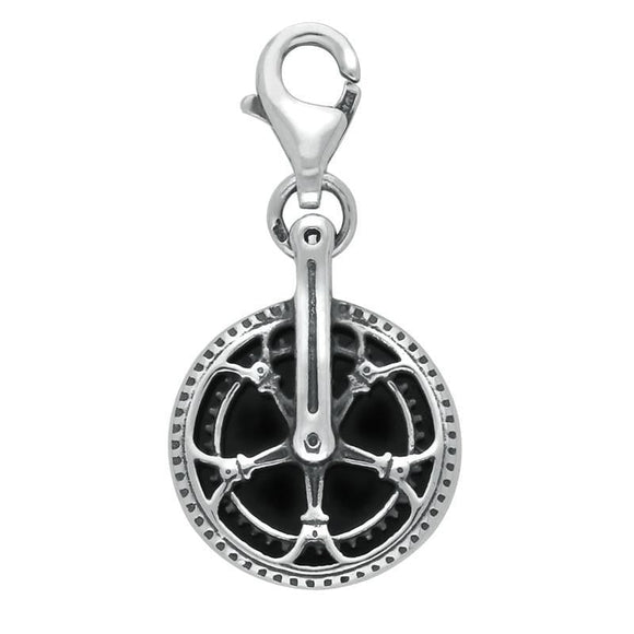 Silver Whitby Jet Tour De Yorkshire Chain Wheel Charm G748