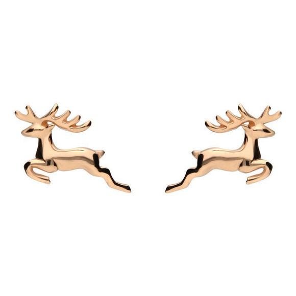 Sterling Silver Rose Gold Reindeer Stud Earrings E2377