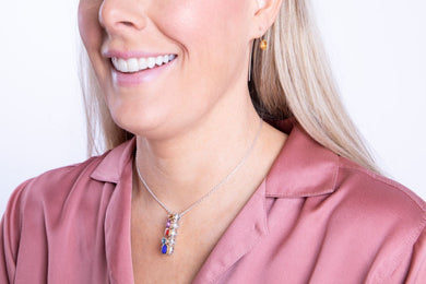 9ct Yellow Gold Sterling Silver Whitby Jet Stepping Stones 4x7mm Oval Claw Set Charm D