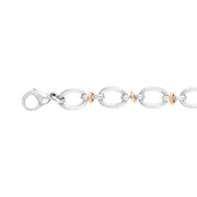 Sterling Silver 18ct Rose Gold Oval Link Handmade Bracelet