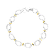 Sterling Silver 9ct Yellow Gold Oval Link Handmade Bracelet C058BR