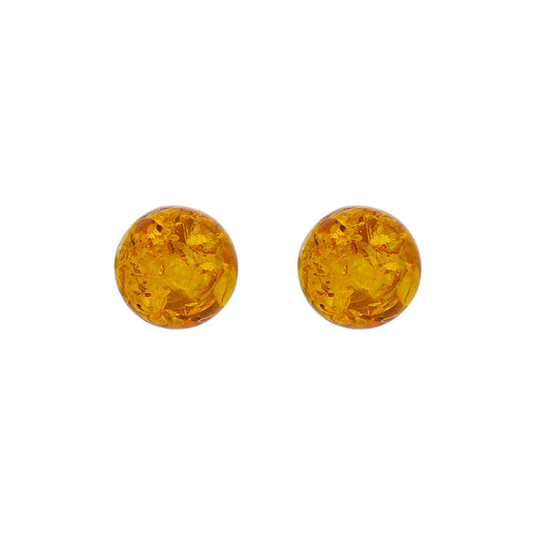 Sterling Silver Amber 10mm Ball Stud Earrings AMBALLSTUD