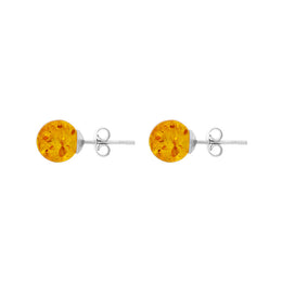 Sterling Silver Amber 10mm Ball Stud Earrings AMBALLSTUD