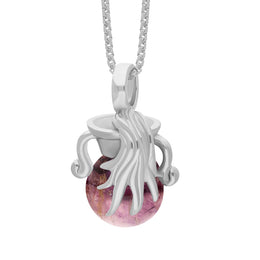 Sterling Silver Blue John Zodiac Aquarius 10mm Bead Pendant, P3624.