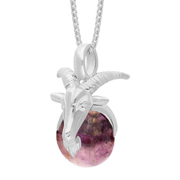 Sterling Silver Blue John Zodiac Capricorn 9mm Bead Pendant