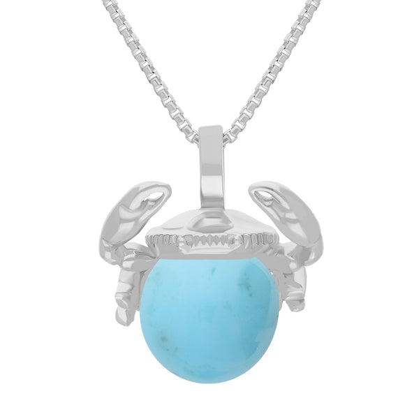 Sterling Silver Turquoise Zodiac Cancer 10mm Bead Pendant, P3625.