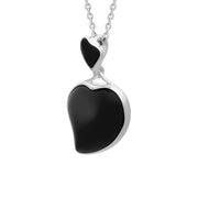 Sterling Silver Whitby Jet Abstract Double Heart Necklace