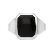 Sterling Silver Whitby Jet Cut Corner Signet Ring