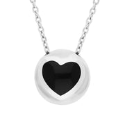 Sterling Silver Whitby Jet Heart Sphere Necklace, P3014.