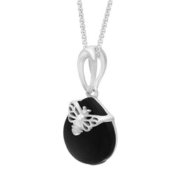 Sterling Silver Whitby Jet Small Bee Necklace