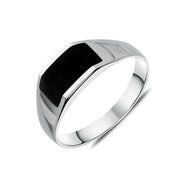 Sterling Silver Whitby Jet Cut Off Band Ring, R002.