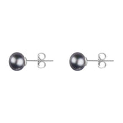 Sterling Silver 4mm Black Freshwater Pearl Stud Earrings, E617.