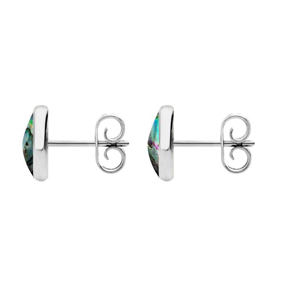Sterling Silver Abalone 8mm Classic Large Round Stud Earrings, e004