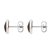 Sterling Silver Amber 8mm Classic Large Round Stud Earrings, E004