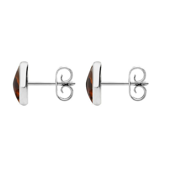 Sterling Silver Amber 8mm Classic Large Round Stud Earrings, E004