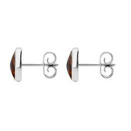 Sterling Silver Amber 8mm Classic Large Round Stud Earrings, E004