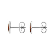 Sterling Silver Amber 8 x 6mm Classic Medium Oval Stud Earrings, E006