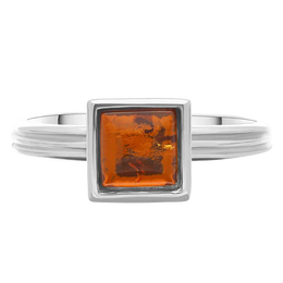 Sterling Silver Amber Square Stacking Ring, R1231_3