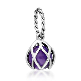 Sterling Silver Amethyst Emma Stothard Silver Darling 6mm Float Charm, G969.