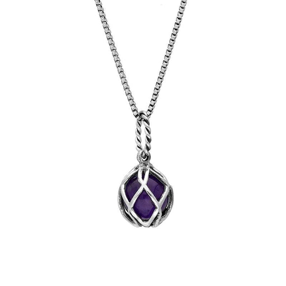 Sterling Silver Amethyst Emma Stothard Silver Darling 8mm Float Charm Necklace, P3585.