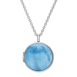 Sterling Silver Aquamarine Large Round Locket, P3551C.