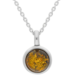 Sterling Silver Baltic Amber 13mm Round Pendant, P215