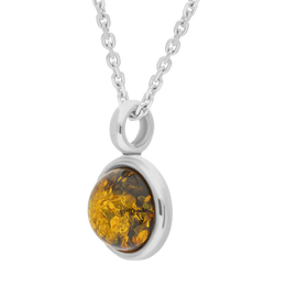 Sterling Silver Baltic Amber 13mm Round Pendant, P215_2