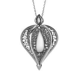 Sterling Silver Bauxite Flore Filigree Droplet Necklace P2330C