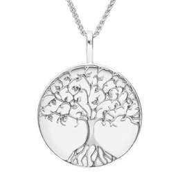 Sterling Silver Bauxite Round Tree Of Life Necklace, P3146.