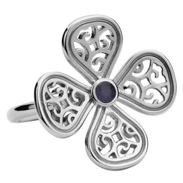 Sterling Silver Blue Goldstone Flore Four Petal Filigree Ring R807