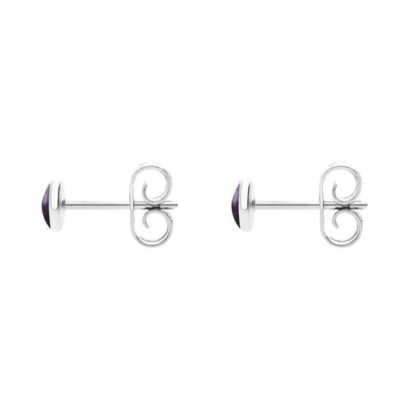 Sterling Silver Blue John 4mm Classic Small Round Stud Earrings, E001.