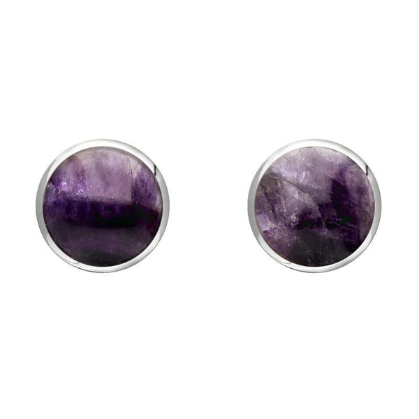 Sterling Silver Blue John 6mm Classic Medium Round Stud Earrings, E003