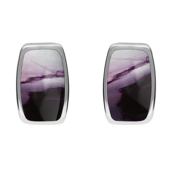 Sterling Silver Blue John Barrel Stud Earrings, E280.