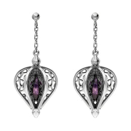 Sterling Silver Blue John Flore Filigree Drop Earrings E1781