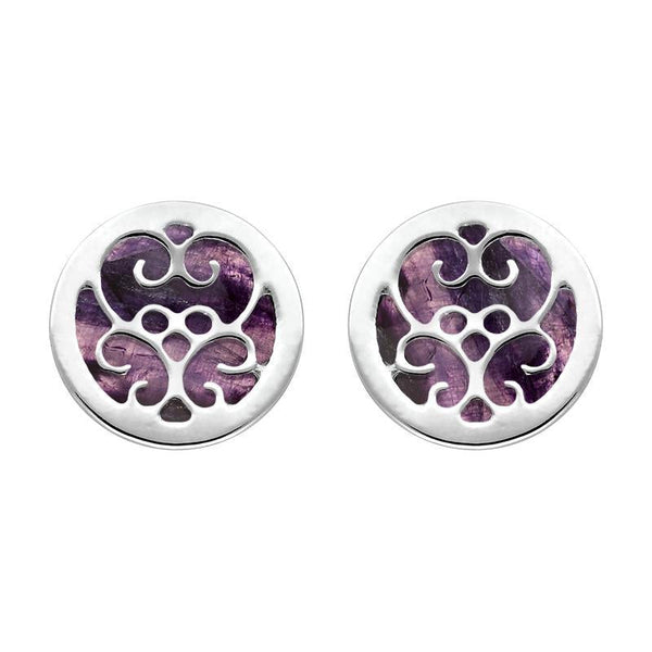 Sterling Silver Blue John Flore Filigree Stud Earrings, E1782