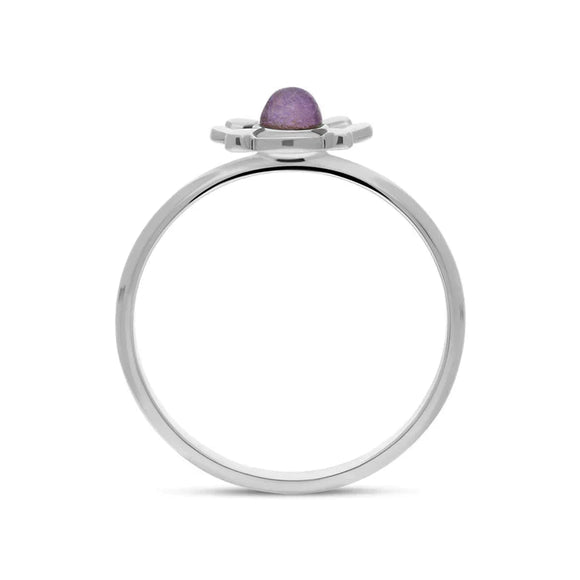 Sterling Silver Blue John Four Petal Round Ring, R741_2